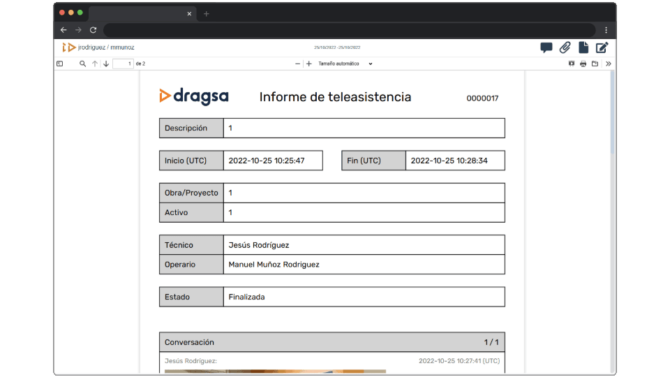 Dragsa registra íntegramente todas las asistencias realizadas en la plataforma